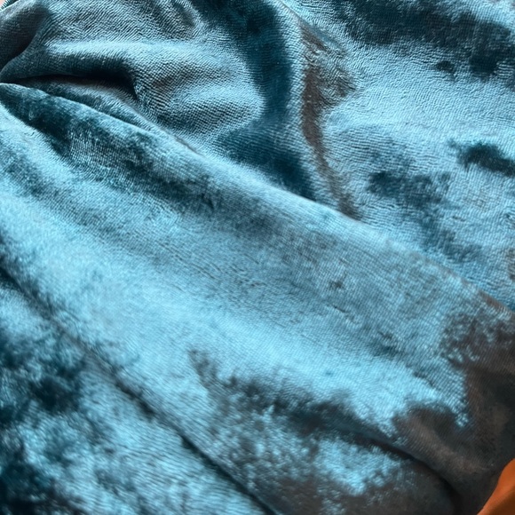 Intimately Free People Blue Green Teal Velvet Puff Sleeve Bodysuit NWT - Picture 3 of 8